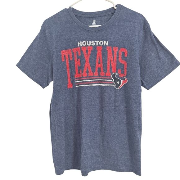 NFL Men's MEDIUM Houston Texans Football Blue Short Sleeve Cotton Blend T-Shirt - Picture 1 of 3